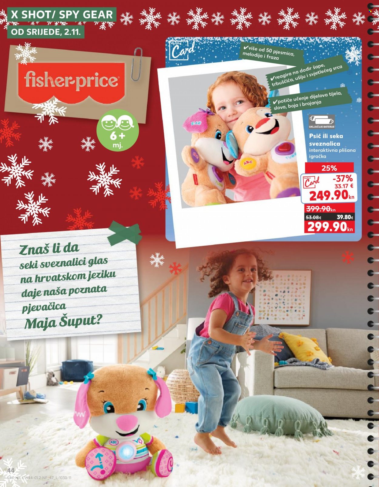 Kaufland katalog - 02.11.2022. - 24.12.2022. - Sniženi proizvodi - Fisher-Price, igračka, interaktivna igračka, plišana igračka, psić. Stranica 44.