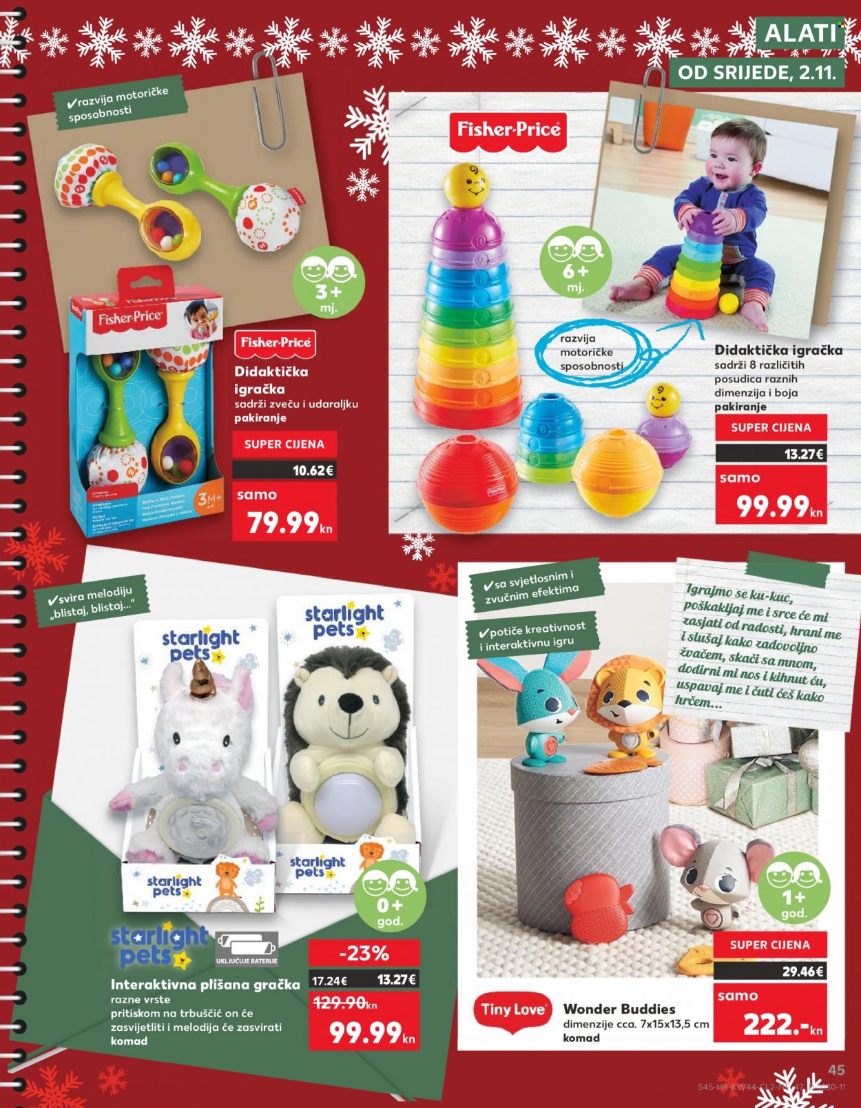 Kaufland katalog - 02.11.2022. - 24.12.2022. - Sniženi proizvodi - didaktička igračka, Fisher-Price, igračka, interaktivna igračka. Stranica 45.