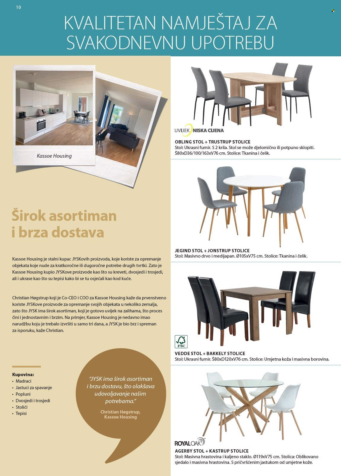 JYSK katalog - Sniženi proizvodi - stolica, krevet, tepih. Stranica 10.