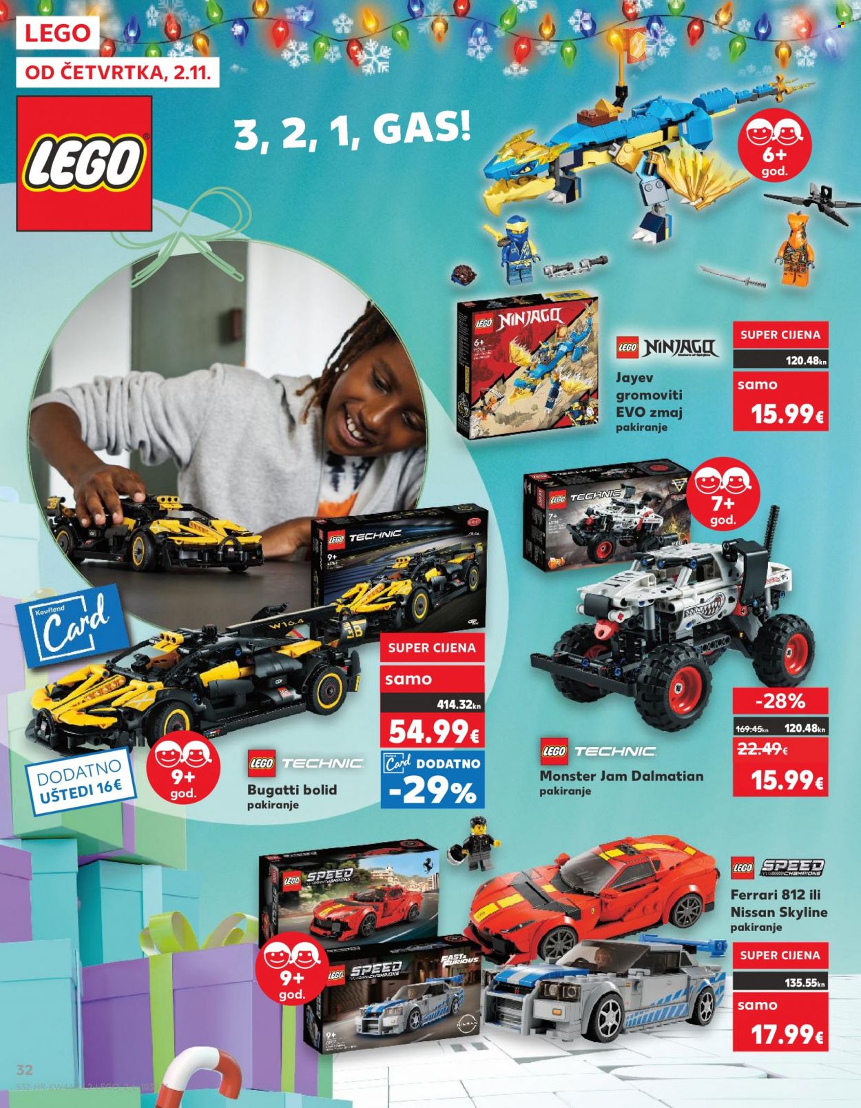 Kaufland katalog - 02.11.2023. - 24.12.2023. - Sniženi proizvodi - igračka, LEGO, LEGO Ninjago, Bugatti, LEGO Technic, LEGO Speed. Stranica 32.