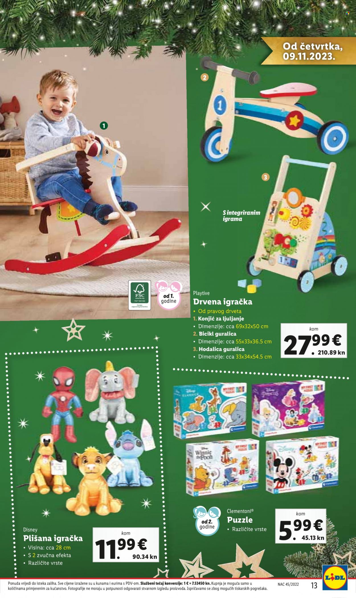 Lidl katalog - Sniženi proizvodi - Clementoni, puzzle, igračka, plišana igračka, drvena igračka, Playtive®. Stranica 13.