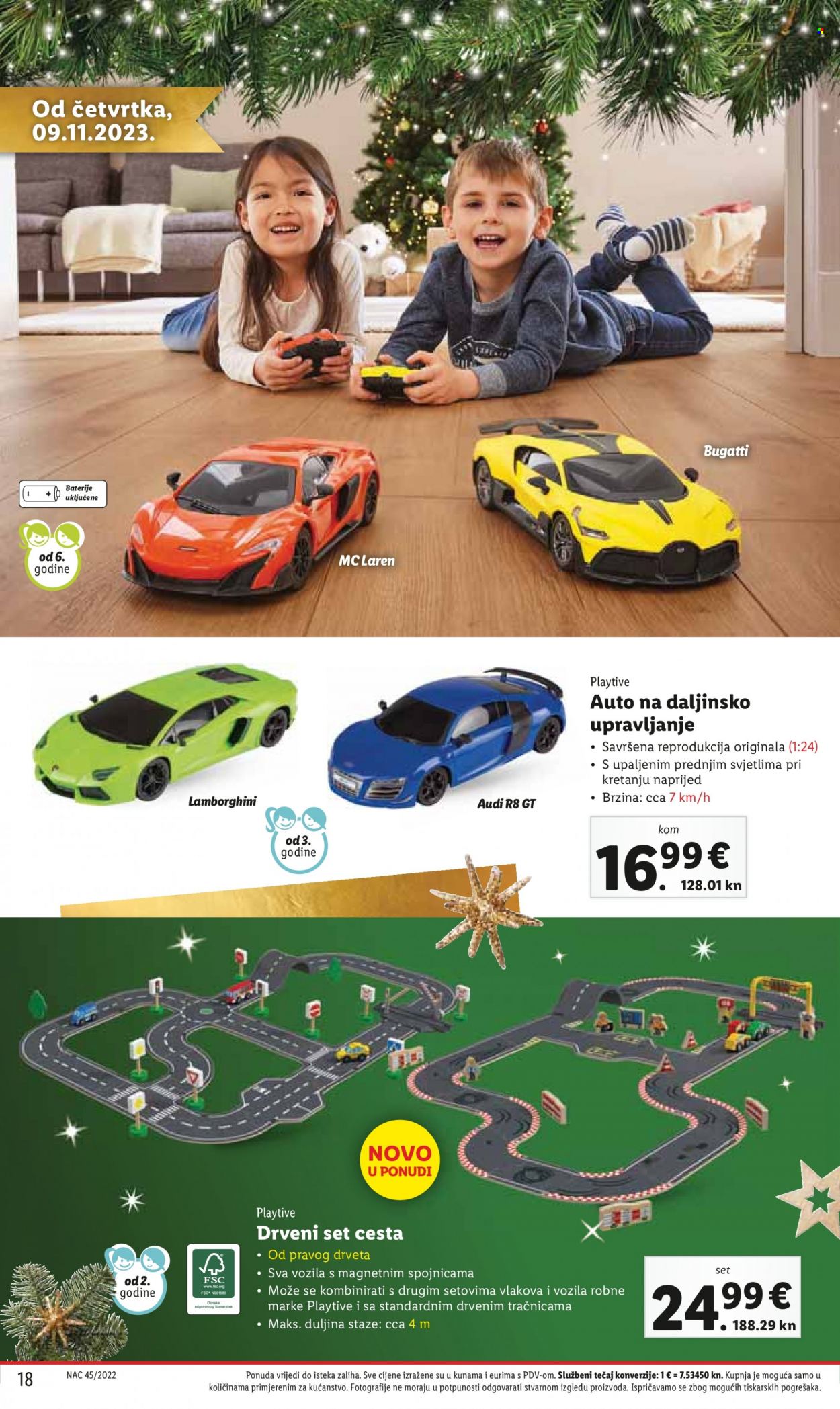 Lidl katalog - Sniženi proizvodi - auto na daljinsko upravljanje, igračka, drvena igračka, Playtive®, trkaća staza. Stranica 18.
