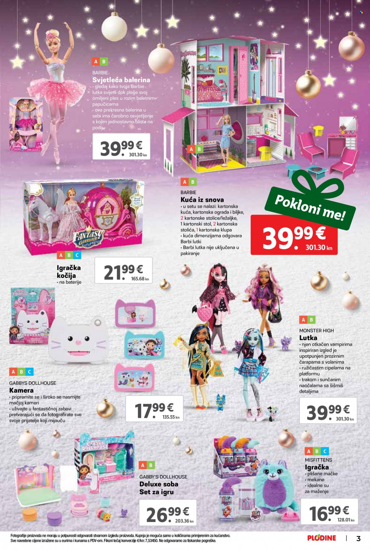thumbnail - Plodine katalog - 08.11.2023. - 31.12.2023. - Sniženi proizvodi - Barbie, lutka, kućica, igračka, kamera, Monster High, plišana igračka, set za igru. Stranica 3.