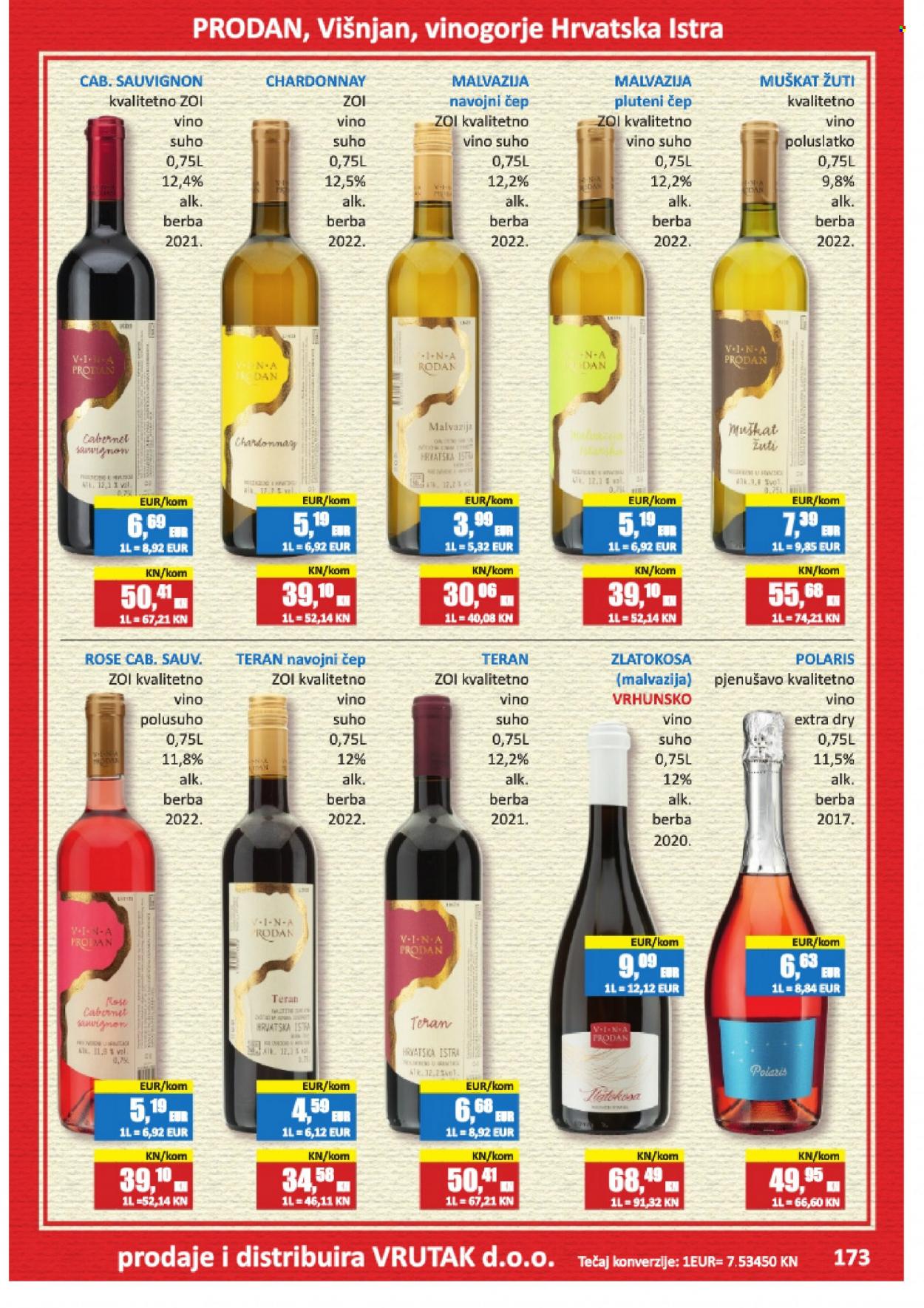 thumbnail - Vrutak katalog - 24.11.2023. - 31.10.2024. - Sniženi proizvodi - bijelo vino, Chardonnay, vino, alkohol, Muškat, Prodan. Stranica 173.