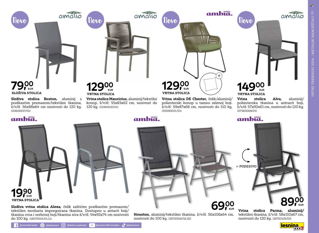 thumbnail - Lesnina katalog - Sniženi proizvodi - sklopivi stolac, stolica, vrtni stolac. Stranica 77.