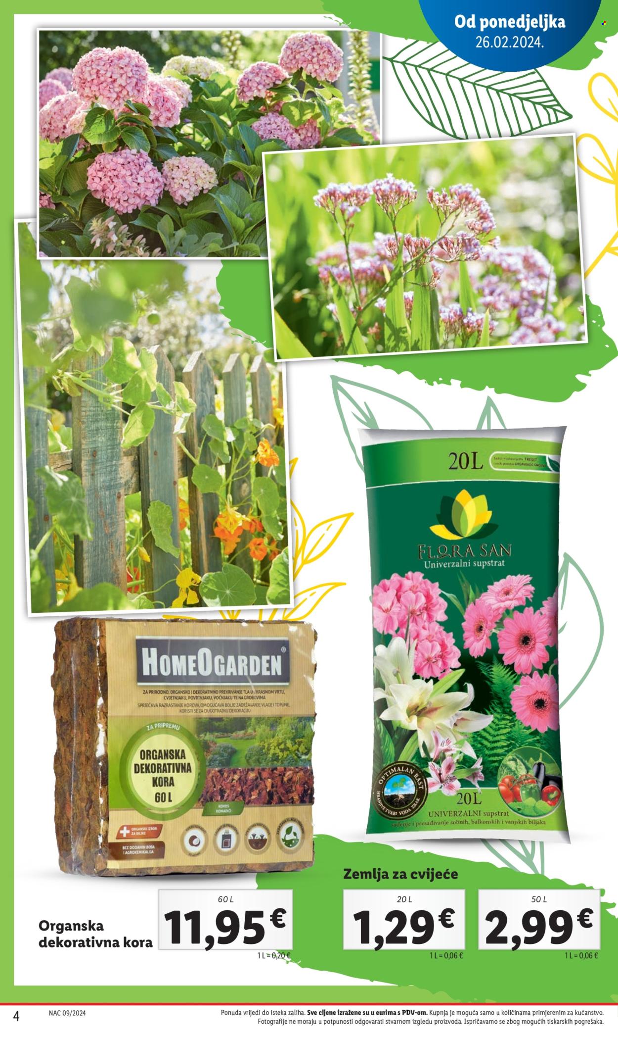 thumbnail - Lidl katalog - Sniženi proizvodi - zemlja za cvijeće, univerzalni supstrat, dekorativna kora, humusni treset. Stranica 4.
