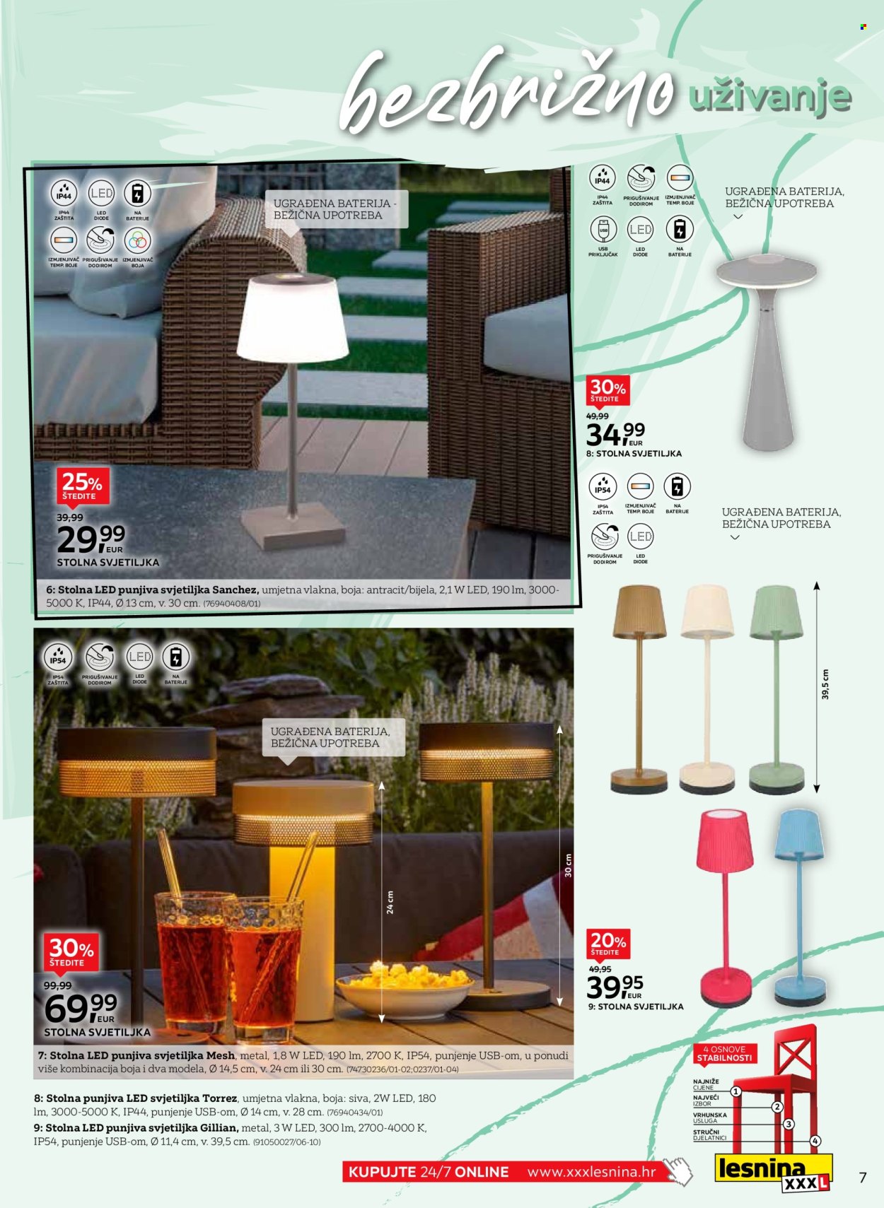 thumbnail - Lesnina katalog - 01.04.2024. - 31.05.2024. - Sniženi proizvodi - LED svjetiljka, stolna svjetiljka. Stranica 7.