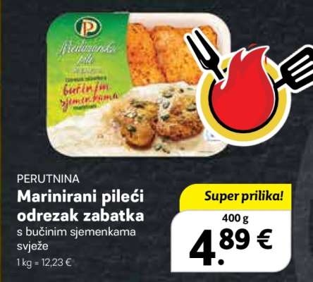 Marinirani pileći odrezak zabatka s bučinim sjemenkama svježe