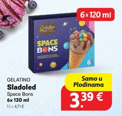 Sladoled Space bons 6x 120 ml