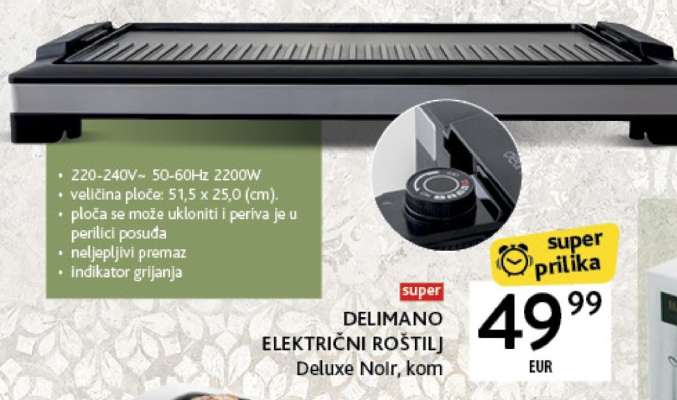 DELIMANO ELEKTRIČNI ROŠTILJ Deluxe Noir, kom