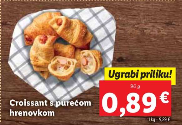 Croissant s purećom hrenovkom