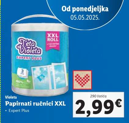 VIOLETA Papirnati ručnici XXL