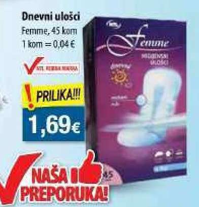 Dnevni ulošci Femme, 45 kom