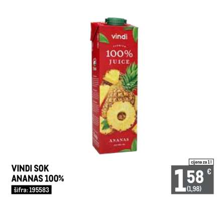 VINDI SOK ANANAS 100%
