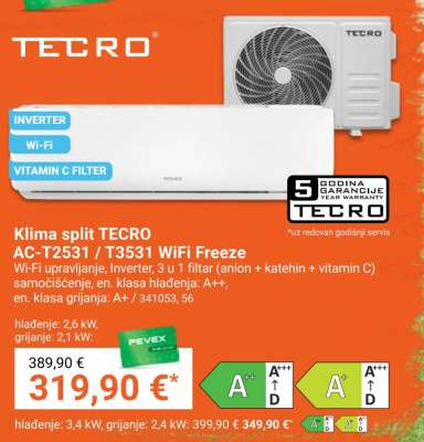 Klima split TECRO AC-T2531 / T3531 WiFi Freeze