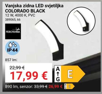Vanjksa zidna LED svjetiljka COLORADO BLACK