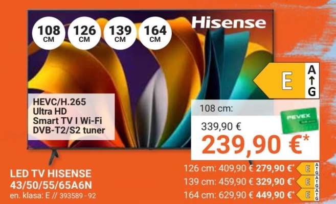 LED TV HISENSE 43/50/55/65A6N