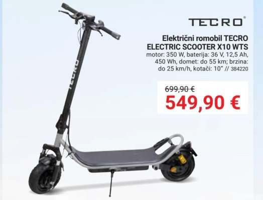 Električni romobil TECRO ELECTRIC SCOOTER X10 WTS