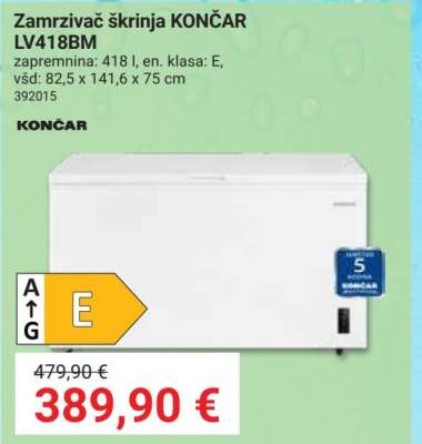 Zamrzivač škrinja KONČAR LV418BM