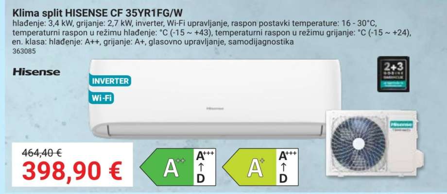 Klima split HISENSE CF 35YR1FG/W