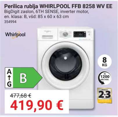 Perilica rublja WHIRLPOOL FFB 8258 WV EE