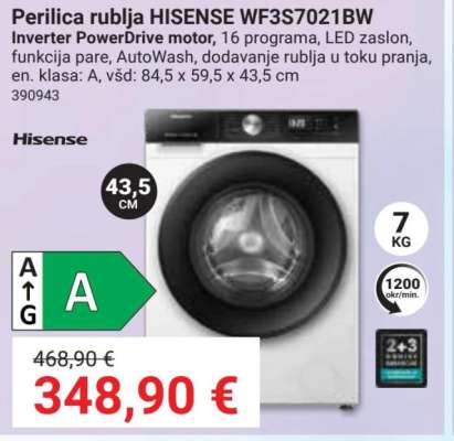 Perilica rublja HISENSE WF3S7021BW