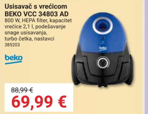 Usisavač s vrećicom BEKO VCC 34803 AD