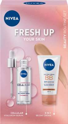 NIVEA Fresh Up Your Skin 5in1 BB dnevna krema i Cellular hijaluronski serum, duopack