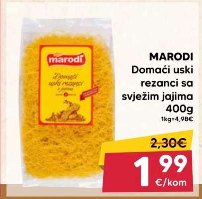 MARODI Domaći uski rezanci sa svježim jajima