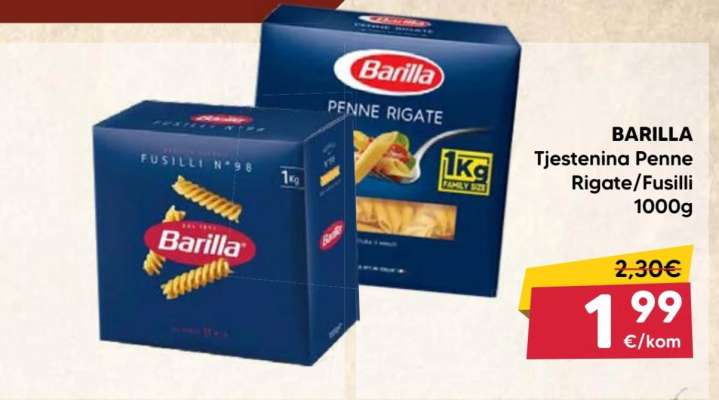 BARILLA Tjestenina Penne Rigate/Fusilli 1000g