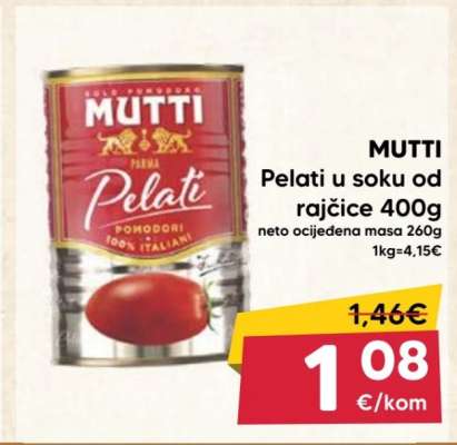 MUTTI Pelati u soku od rajčice 400g