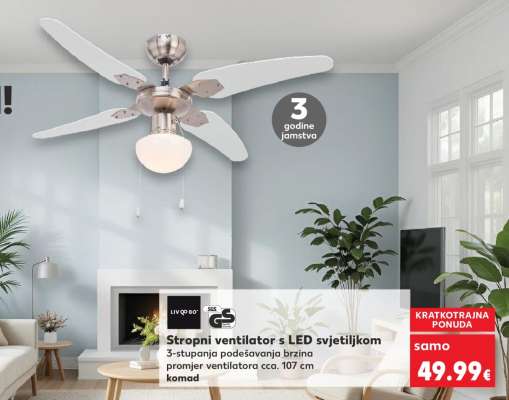 Stropni ventilator s LED svjetiljkom