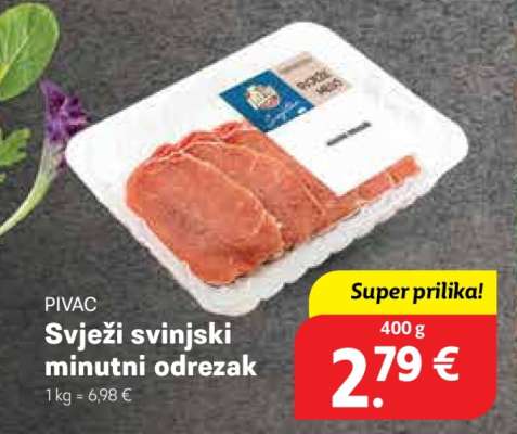 Svježi svinjski minutni odrezak