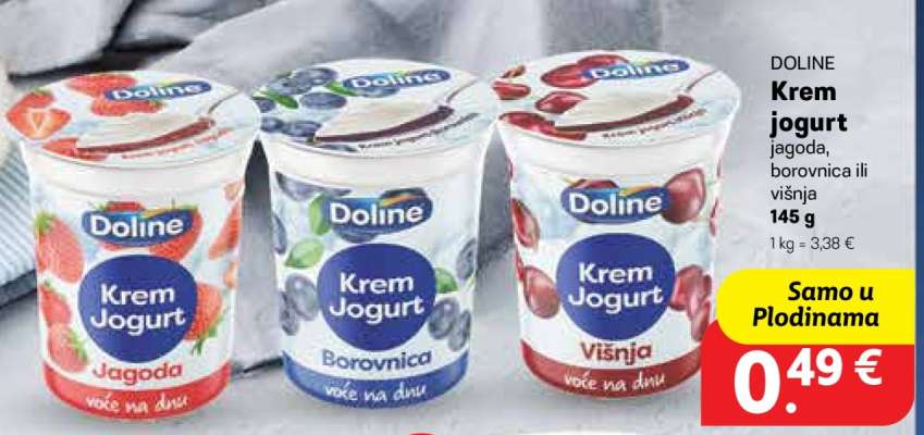 Krem jogurt jagoda, borovnica ili višnja 145 g
