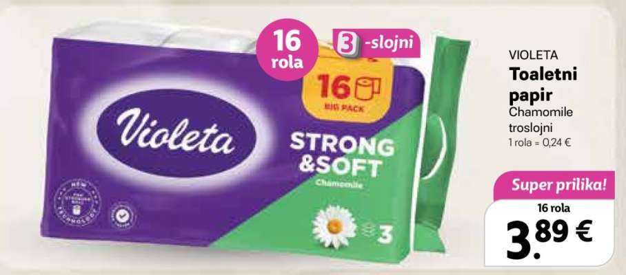 VIOLETA Toaletni papir Chamomile troslojni