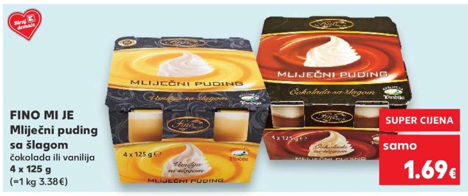 FINO MI JE Mliječni puding sa šlagom