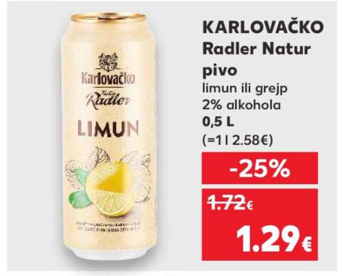KARLOVAČKO Radler Natur pivo