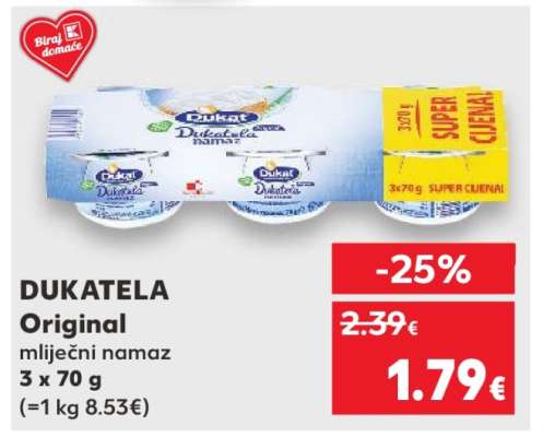 DUKATELA Original mliječni namaz 3 x 70 g