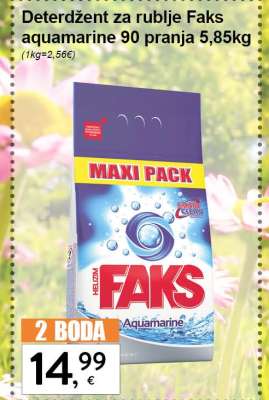 Deterdžent za rublje Faks aquamarine 90 pranja 5,85kg