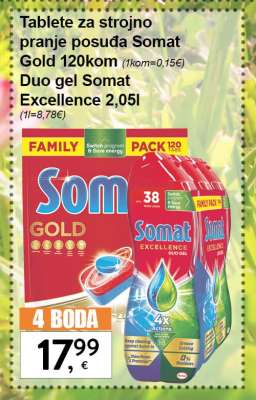 Tablete za strojno pranje posuđa Somat Gold 120kom Duo gel Somat Excellence 2,05l