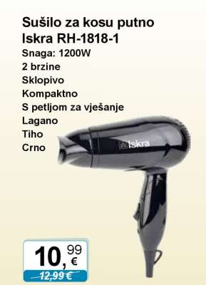 Sušilo za kosu putno Iskra RH-1818-1
