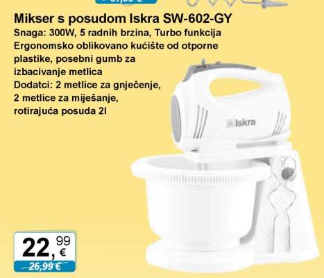 Mikser s posudom Iskra SW-602-GY