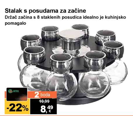 Stalak s posudama za začine