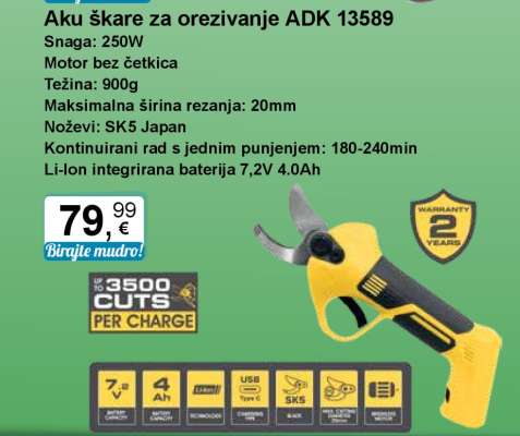 Aku škare za orezivanje ADK 13589