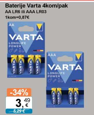 Baterije Varta 4kom/pak