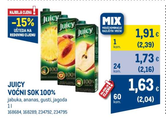 JUICY VOĆNI SOK 100%
