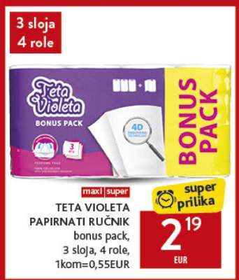TETA VIOLETA PAPIRNATI RUČNIK