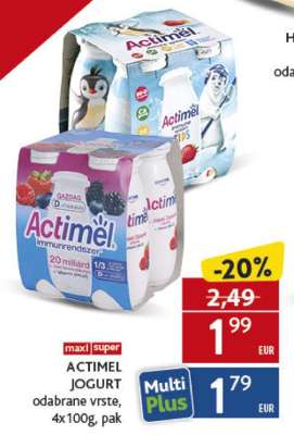 ACTIMEL JOGURT odabrane vrste, 4x100g, pak