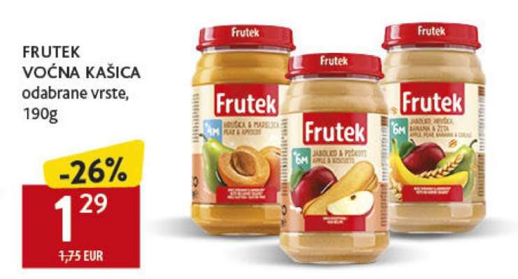 FRUTEK voćna kašica odabrane vrste 190g