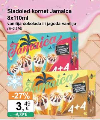 Sladoled kornet Jamaica 8x110ml